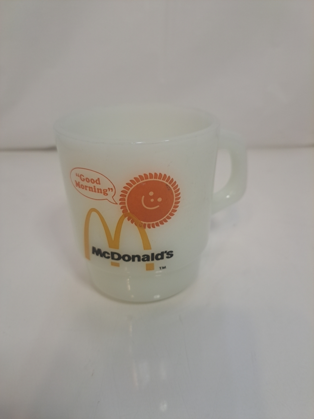 Vintage McDonald's Good Morning Coffee Mug Milk Glass Anchor Hocking Fire-King